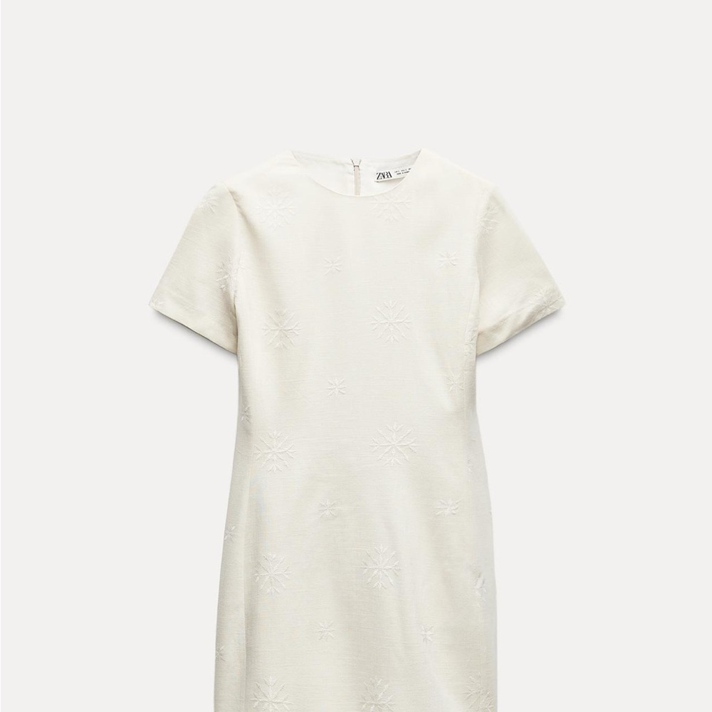 Zara Cream Floral Patterned Dress